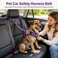 Ceinture de sécurité pour animaux de compagnie avec décor floral multicolore, sangle de sécurité anti-évasion réglable et robuste pour chien et chat en voyage en véhicule