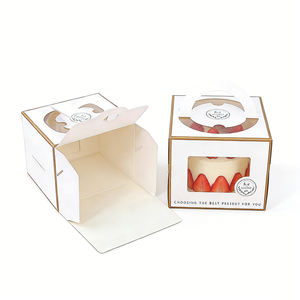 Boîtes en carton personnalisées blanches pliables pour desserts, gâteaux, pâtisseries, Noël, qualité alimentaire, emballages cadeaux - Product Image 1