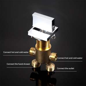 Robinet <span class=keywords><strong>de</strong></span> bain en laiton chromé à 3 pièces avec cartouches en céramique, ensemble <span class=keywords><strong>de</strong></span> <span class=keywords><strong>douche</strong></span> pour salle <span class=keywords><strong>de</strong></span> bain, <span class=keywords><strong>cabine</strong></span> ou hammam (poignée carrée), mélangeur - Product Image 3