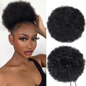 Pelucas de Alta Calidad con Descuento, Estilo Afro con Rizos Pequeños, Voluminosos y con Efecto Explosión, Moño con Cordón, Pelucas de Seda Resistentes al Calor - Product Image 3