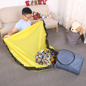 Sac de rangement détachable pour briques et jouets Lego avec tapis de jeu, panier à jouets unisexe en tissu Oxford bleu pour enfants - Product Image 2