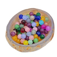 Perles rondes en verre transparent de 4/6 mm/8 mm, colorées et émaillées, pour la fabrication de bracelets et colliers, matériaux en vrac, vente en gros