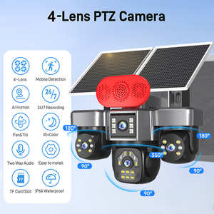 12MP 4G 야외용 태양광 4렌즈 PTZ 보안 CCTV 카메라 컬러 야간 투시 AI 인체 감지 24시간 녹화 양방향 오디오 IP66 - Product Image 1