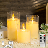 3/6pcs Set de Bougies Led Bougies télécommandées rechargeables à piles Flamme mobile PS ABS Matériau 3D Flamme Led Bougie