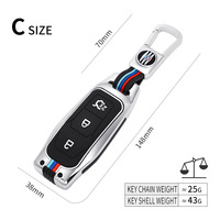 Vente en gros d'usine - Étui à clés en alliage de zinc, coque métallique à 3 boutons pour Ford Edge Mondeo Explorer F150 Mustang, housse de télécommande intelligente