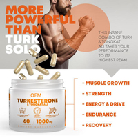 Complément alimentaire en capsules végétaliennes de 1000 mg de formule naturelle de turkesterone et de tongkat ali pour l'endurance, la croissance musculaire maigre et la récupération