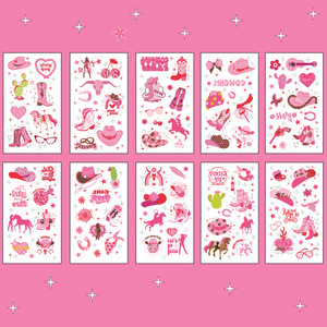 Nouvel autocollant de tatouage imperméable pour enfants, motif cowboy western imprimé par transfert d'eau, personnalisable, dessin animé mignon et amusant - Product Image 6