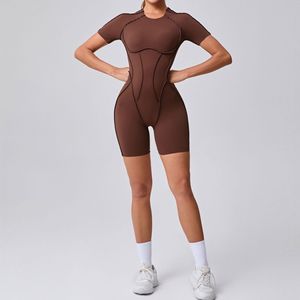 Body deportivo tridimensional para mujer, ropa deportiva ajustada de manga corta, <span class=keywords><strong>monos</strong></span> de Yoga calados, <span class=keywords><strong>monos</strong></span> de una pieza - Product Image 5