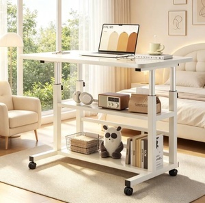Escritorio Moderno Minimalista de Altura Ajustable con Estantes de Almacenamiento, Mesa Auxiliar para Oficina en Casa, Dormitorio y Espacios Pequeños - Product Image 1