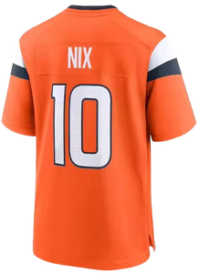 Grosir 2024 kualitas tinggi Bo Nix Jersey sepak bola Amerika 10 # putih-oranye-biru laut lengan pendek penata bersirkulasi - Product Image 3