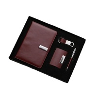 Ensemble Shanqi 2025 personnalisé avec logo en cuir PU, style professionnel raffiné, cadeau de remise de diplôme, comprenant porte-clés, stylo, agenda et étui à cartes, sérigraphie