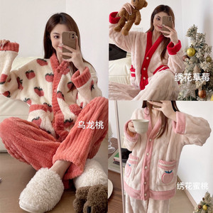 Nuovo Pigiama Invernale Direttamente dalla Fabbrica, Comodo Set Due Pezzi Imbottito e Ispessito in Pile Corallo, <span class=keywords><strong>Abbigliamento</strong></span> da <span class=keywords><strong>Casa</strong></span> da <span class=keywords><strong>Donna</strong></span> Indossabile anche all'Esterno - Product Image 2