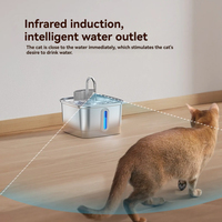 Fontaine à eau pour animaux de compagnie intelligente en acier inoxydable 3L, étanche IPX5, capteur infrarouge, pompe sans fil, automatique, pour chat et chien