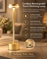 Lampe de table à piles, à intensité variable par toucher, abat-jour rond, ambiance du soir, lampe de nuit portable USB pour mariage, banquet, réception