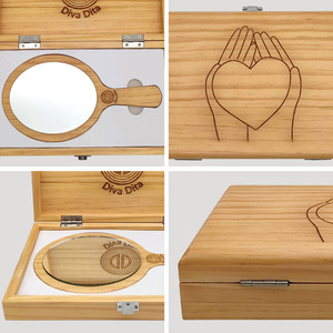 Solid Wood <b>Makeup</b> Organizer <b>Box</b> 23x14.2x4 Cm Engraved Eco Friendly Storage Case For Cosmetic Jewelry General Packaging - Product Image 4
