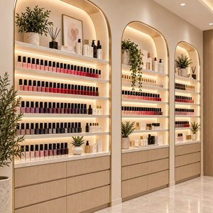 Vitrine à vernis à ongles personnalisée avec étagères murales LED pour salon de manucure moderne et magasin de beauté - Product Image 3