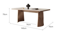 Ensemble de table à manger de style moderne et luxueux pour salon, avec base stable, plateau en bois massif et dalle de pierre, design nordique, 6 places