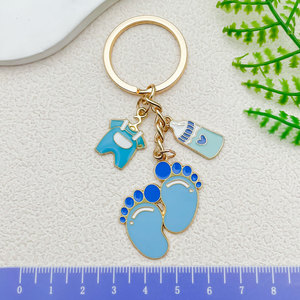 Llavero de celebración de recién nacido para mujer, con dije de huella de metal, colgante de moda para bolso, accesorios de regalo de joyería para baby shower - Product Image 5