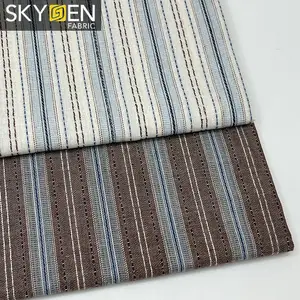 Wholesale dobby woven textured fabric washed poly cotton yarn dyed stripe fabric