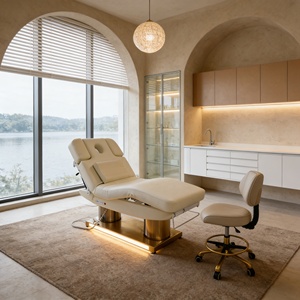 Table de massage électrique de luxe réglable avec base en acier inoxydable à 4 moteurs, chauffante, pour salon de beauté et <span class=keywords><strong>spa</strong></span>, certifiée CE - Product Image 1