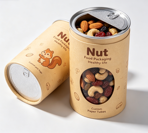 Custom Recyclable Craft Paper Tube Nut Packaging with Visual <b>Window</b> Moisture Proof Food Grade Cylinder for Snacks - Product Image 4