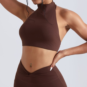 Nuovo Top Yoga Donna a Collo Alto ad Asciugatura Rapida con Imbottitura Integrata, Delicato sulla Pelle, Antiurto, <span class=keywords><strong>Traspirante</strong></span> per Fitness, Allenamento e Palestra - Product Image 5