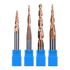 HUHAO HRC 55 2 플루트 테이퍼 볼 코 엔드 밀 코팅 고체 초경 조각 엔드 밀 도매 가격 1835 - Product Image 3