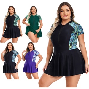 Maillot de bain une pièce modeste grande taille pour femme XL-5XL, robe de bain pour la plage, les piscines, les fêtes, le soleil, la natation, le surf, les sources chaudes - Product Image 1