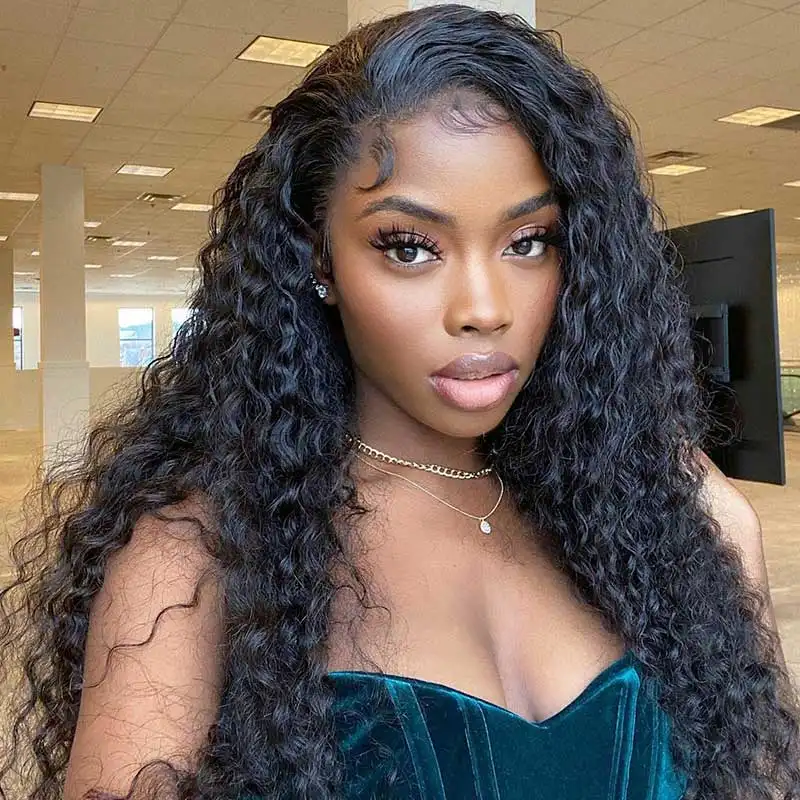 Transparent Lace Frontal Wigs Raw Indian Human Hair Lace Wigs Virgin Cuticle Aligned Deep Wave Full Lace Front Wig