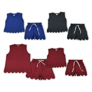 En stock: Conjuntos de verano de algodón suave para mujer con diseño festoneado, ropa de moda al por mayor, conjuntos a juego para mamá e hija, ropa de fábrica de alta calidad para boutiques. - Product Image 3