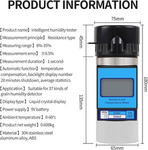 Smart Grain Moisture Meter For 18 Grains Wheat Maize Rice Soybean <b>Coffee</b> Cocoa Bean Peanut Moisture Tester - Product Image 6