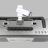 Audio vintage portable multifonctionnel avec MP3 USB AMFM, cassette stéréo, magnétophone, radio, cassettes, lecteurs