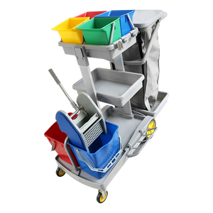 다기능 플라스틱 호텔 방 청소 카트 하우스 키핑 호텔 방 청소 트롤리 서비스 도구 청소부 바퀴 카트 - Product Image 5