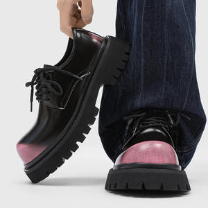 Casual High-<b>Heeled</b> <b>Shoes</b> <b>for</b> <b>Men</b> Stylish Round-Toe Office Wear with EVA Insole Black Yellow & Purple-<b>for</b> Spring - Product Image 1