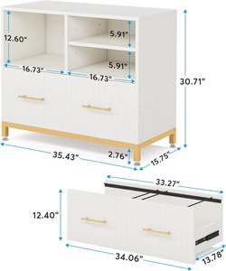 Meuble de classement moderne en bois avec 1 tiroir, pieds réglables, étagère amovible, anti-basculement pour formats Lettre/Légal/A4 - Product Image 2