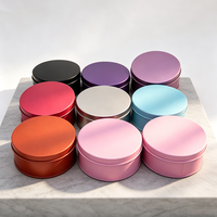 Boîte en métal ronde personnalisée avec couvercle séparé, conteneur en étain coloré vierge pour emballage de cosmétiques et petits cadeaux
