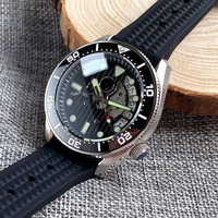 NH35 Creux Squelette Plongeur Mécanique Montre Hommes 3.8 Couronne Chapitre Anneau Noir Gaufre Bande Calendrier Date 120 clics Lunette 42.5mm