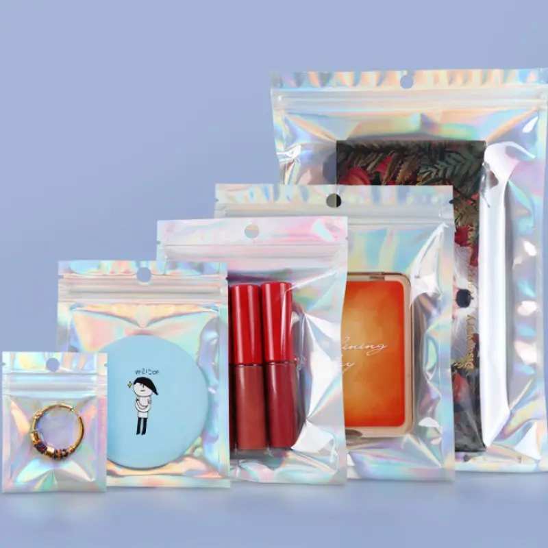 Laser Pvc Holografische Cosmetische Tas Glanzende Iriserende Reis Make-Up Tas Voor Meisjes Rits Tas