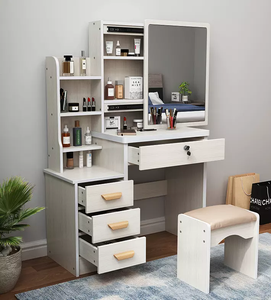 Dormitorio <span class=keywords><strong>con</strong></span> <span class=keywords><strong>Espejo</strong></span> Iluminado, Gabinete <span class=keywords><strong>de</strong></span> Almacenamiento Integrado, <span class=keywords><strong>Tocador</strong></span> Pequeño Moderno y Minimalista, <span class=keywords><strong>Tocador</strong></span> <span class=keywords><strong>de</strong></span> Maquillaje <span class=keywords><strong>de</strong></span> Lujo - Product Image 3