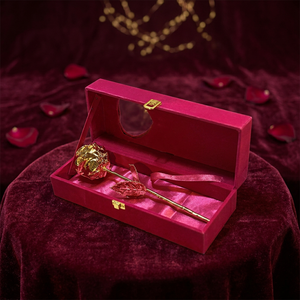 Caja de Regalo Premium con Rosa Real Chapada en Oro de 24K, Hecha a Mano, Elegante y Romántica, de Larga Duración, para el Día de la Madre - Product Image 1