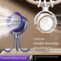 Mini ventilateur de refroidissement portable sans lame, rechargeable par USB, pince à trépied flexible, conception de poulpe pour poussettes, utilisation en voiture en extérieur