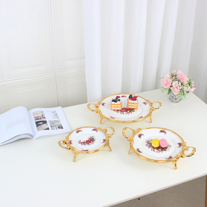 طبق معدني جديد للديكور وصينية تقديم من السيراميك بتصميم فاخر وعتيق لتزيين المنزل - Product Image 4