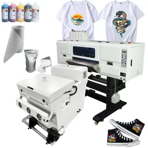 Full Set Digitale Drukmachine Warmte Overdracht Huisdier Folie Met 60 Cm Shake Poeder 60 Cm Dtf Printer Met I3200 Hoofd Voor T-Shirt