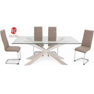 <strong>Super</strong> White Glass Dining Table with Luxury Glass Dining Room <strong>Furniture</strong> on Sale - Product Image 2
