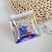 Petit sac zip-lock holographique en plastique personnalisé pochette à bijoux PVC irisé emballage de bijoux de boucle d'oreille sac à fermeture éclair