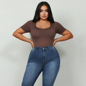 <span class=keywords><strong>Corset</strong></span> de <span class=keywords><strong>grande</strong></span> <span class=keywords><strong>taille</strong></span> à haute élasticité avec crochet, string à manches courtes, pour femmes, pour l'été - Product Image 1