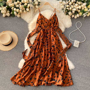 Abiti estivi da donna di alta qualità con scollo a V <span class=keywords><strong>abito</strong></span> Sexy sottile inchiostro macchiato <span class=keywords><strong>abito</strong></span> Casual da donna per le vacanze - Product Image 2