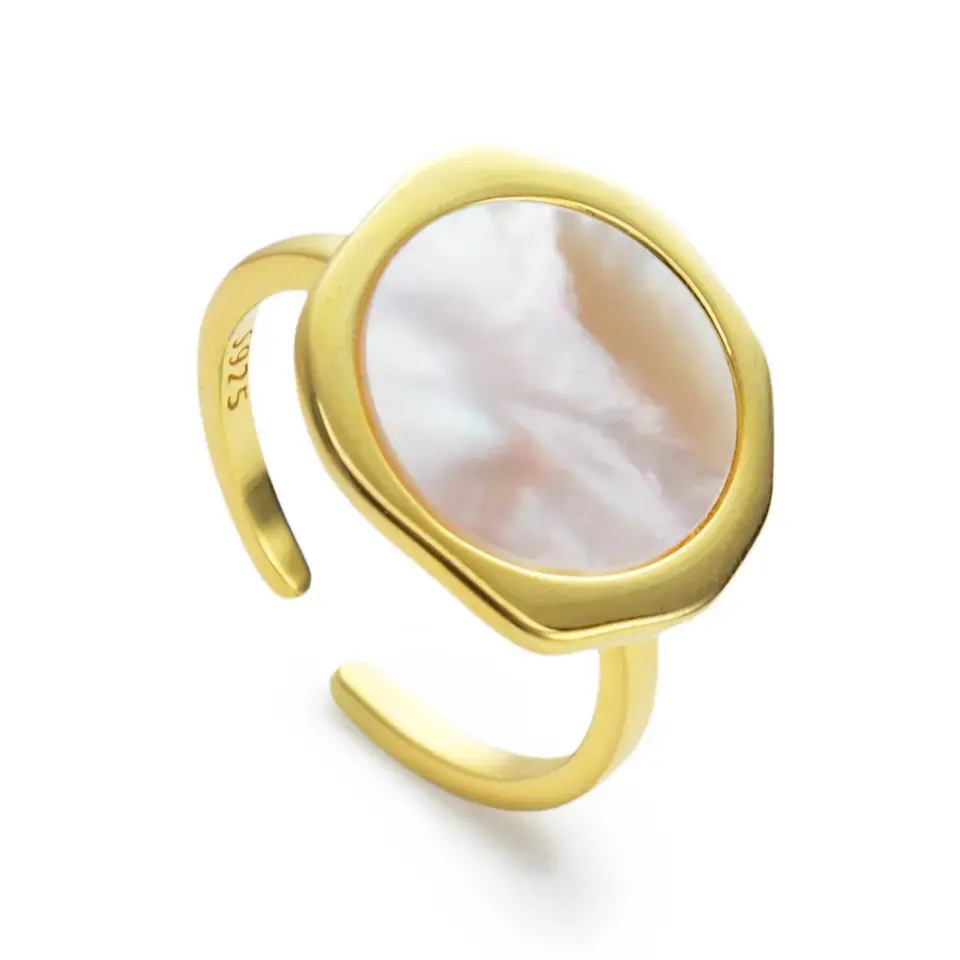 Moda personalizada anéis mulheres jóias 925 sterling silver anel ajustador com abalone shell