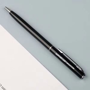 Aluminum Slim Metal Ballpoint <b>Pen</b> High Quality Classic Design Custom Logo Printing Black Hotel Promotional Gift - Product Image 2
