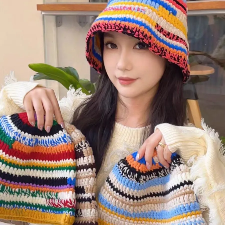 Topi Bucket Crochet untuk pria/wanita, topi pantai Floppy dapat dilipat buatan tangan lucu nyaman dan Kasual untuk memancing bepergian pesta